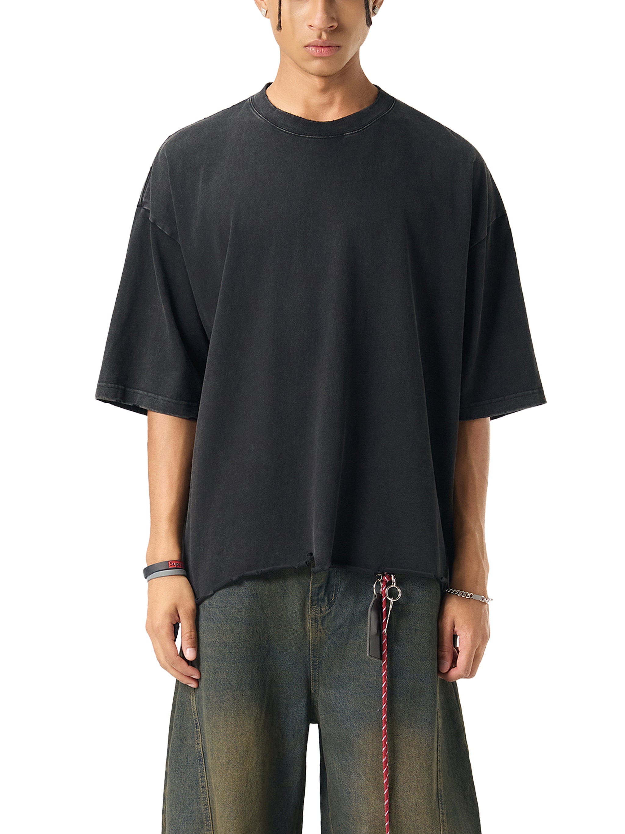 Snow Wash Raw-Hem Boxy T-shirt image 4