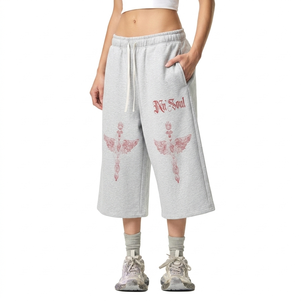 NuSoul Heather-Gray 3Quarter Shorts