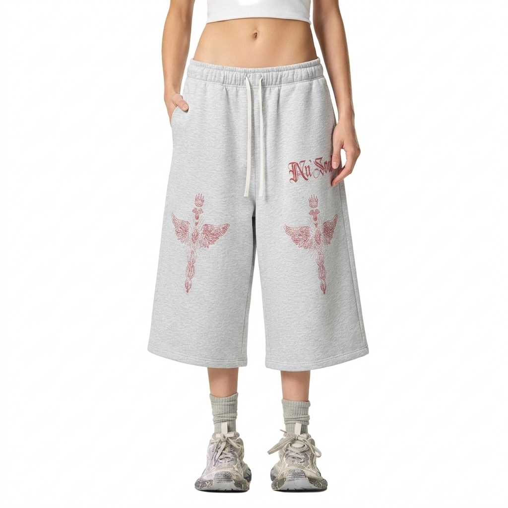NuSoul Heather-Gray 3Quarter Shorts